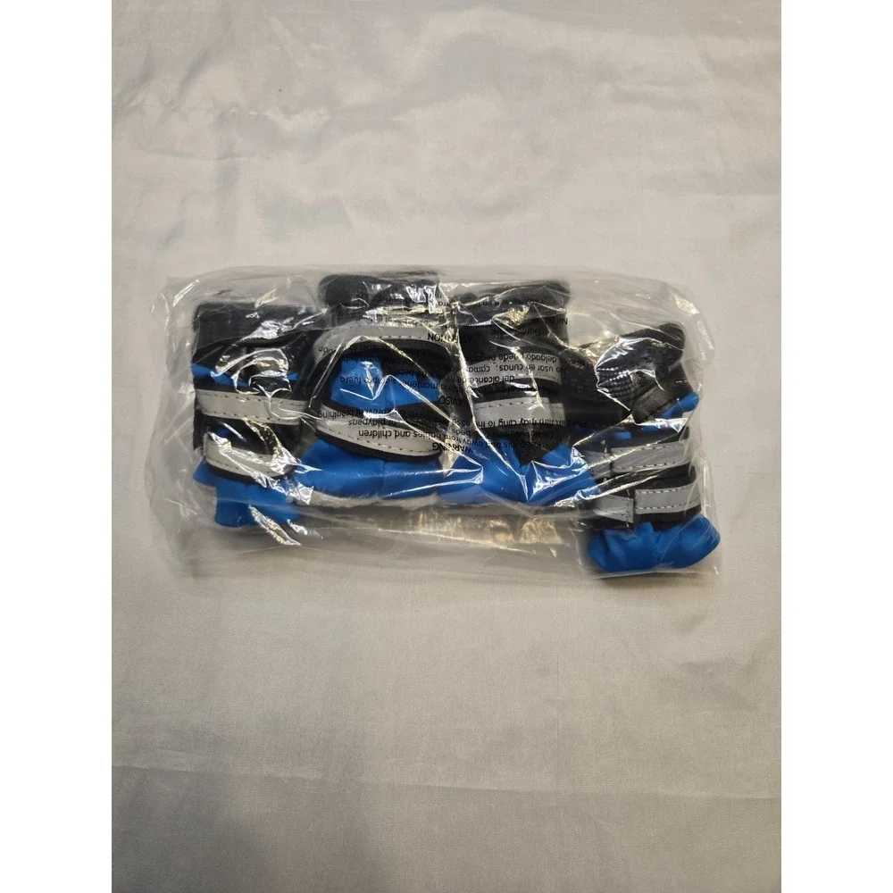 Dog Boots Size 4 Blue Gray Reflective Snow Rain Shoes Set of 4 Adjustable Fleece